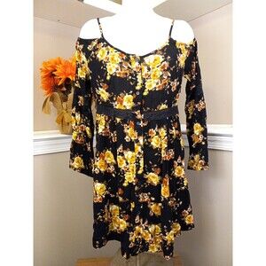 Paperdoll Women Multicolor Floral Cold Shoulder Dress Size Medium Halloween Fall